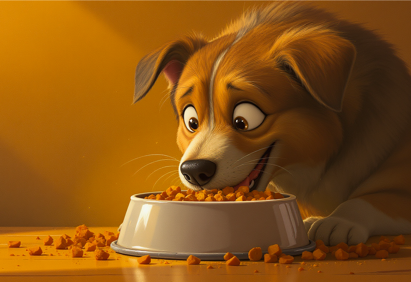 Dog enjoying food